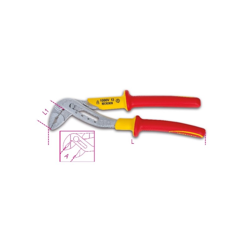 PINZA 250 MM REGOLABILE A CERNIERA CHIUSA ISOLATA 1000V 1048MQ