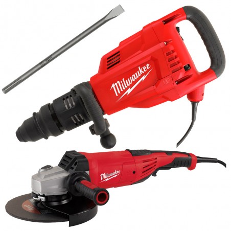 DEMO PERFORATORE SDS-MAX 12,7KG 26J 1750W MILWAUKEE K1000S + AG22 + 2 SCALPELLI