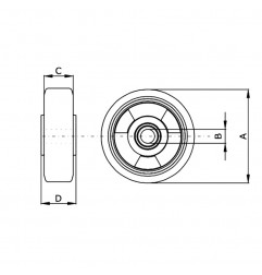 RUOTA 150X40 NYLON-POLIURETANO MOZZO A FORO LISCIO D. 20