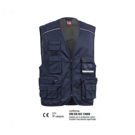 GILET 190 GR. BLU NAVY 80% POLIESTERE + 20% COTONE TG.L E0305B SOCIM