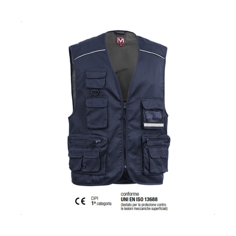 GILET 190 GR. BLU NAVY 80% POLIESTERE + 20% COTONE TG.XL E0305 SOCIM