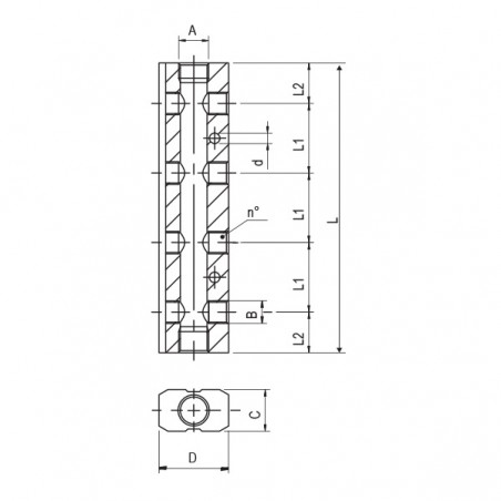 RIPARTITORE DOPPIO IN ALLUMINIO 4+4V ENTRATA 3/8 - USCITA 1/4