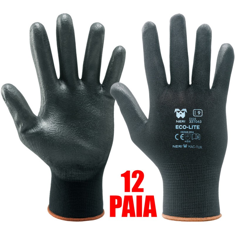 12 PAIA - GUANTI ECO-LITE POLIESTERE/POLIURETANO DORSO AERATO TG 9