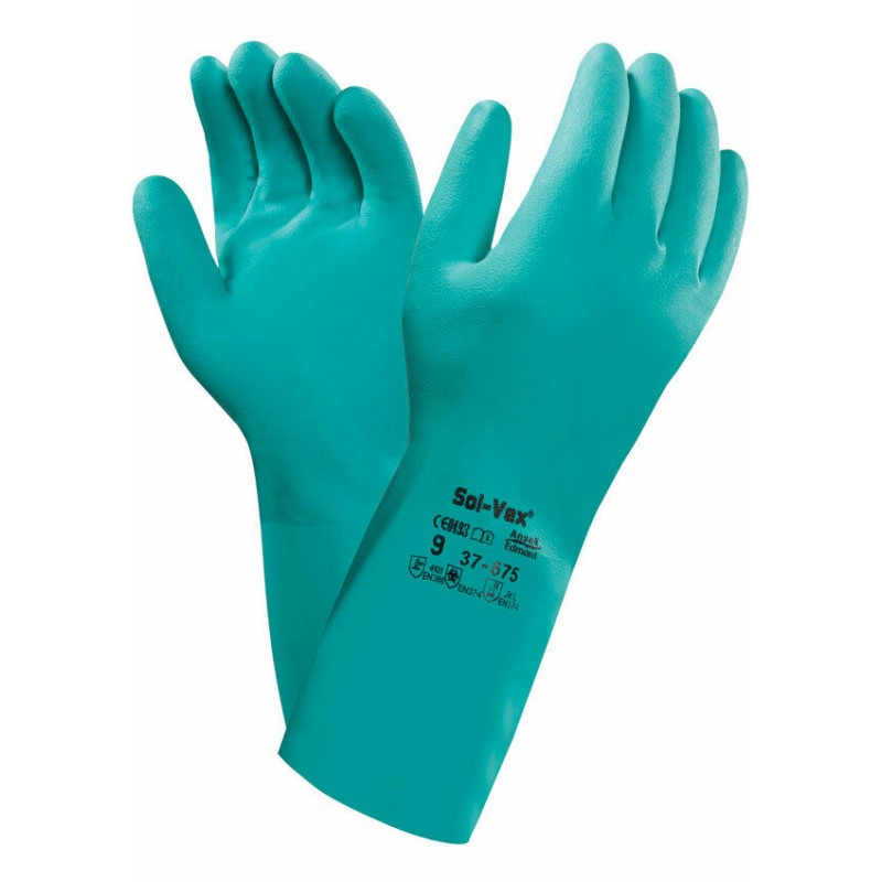 GUANTI ANSELL SOLVEX NITRILE VERDI 37-675 TG 9/10