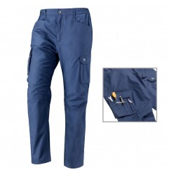 PANTALONE BLU 100% COTONE LEGGERO 150 GR/MQ MULTITASCHE TG.M SKY