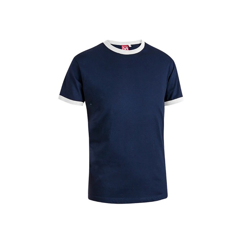 T-SHIRT 100% COTONE BLU NAVY GIROCOLLO E GIROMANICHE BIANCHI TG.XL MYDAY GROOVE