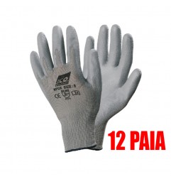 12 PAIA - GUANTI NYLON PALMO E DITA POLIURETANO SENZA CUCITURE GRIGIO TG.10 (XL)