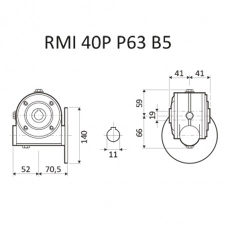 RIDUTTORE VITE SENZA FINE RMI 40 P 1/100 C/GIUNTO PAM 63 B5 FORO 18 LUBR. STM