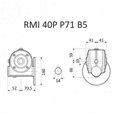 RIDUTTORE VITE SENZA FINE RMI 40 P 1/15 C/GIUNTO PAM 71 B5 FORO 18 LUBR. STM