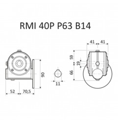 RIDUTTORE VITE SENZA FINE RMI 40 P 1/40 PAM 63 B14 FORO18 LIM. LCB LUBR. STM