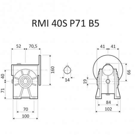 RIDUTTORE VITE SENZA FINE RMI 40 S 1/10 C/GIUNTO PAM 71 B5 FORO 19 LUBR. STM