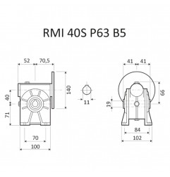 RIDUTTORE VITE SENZA FINE RMI 40 S 1/20 C/GIUNTO PAM 63 B5  FORO 18 LUBR. STM