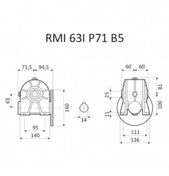 RIDUTTORE VITE SENZA FINE RMI 63 I 1/28 PAM 71 B5 FORO 25 LUBR.  STM