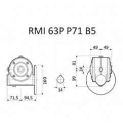 RIDUTTORE VITE SENZA FINE RMI 63 P 1/10 PAM 71 B5 FORO 25 LUBR.  STM