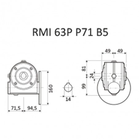 RIDUTTORE VITE SENZA FINE RMI 63 P 1/10 PAM 71 B5 FORO 25 LUBR.  STM