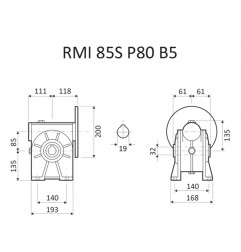 RIDUTTORE VITE SENZA FINE RMI 85 S 1/56 PAM 80 B5 FORO 35 LUBR. STM