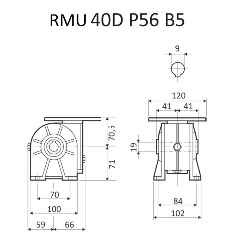 RIDUTTORE VITE SENZA FINE RMU 40 D 1/10 PAM 56  B5 FORO 18 LUBR.  STM