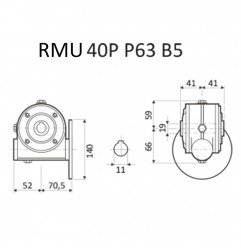 RIDUTTORE VITE SENZA FINE RMU 40 P 1/100 PAM 63 B5 FORO 19 LUBR.  STM