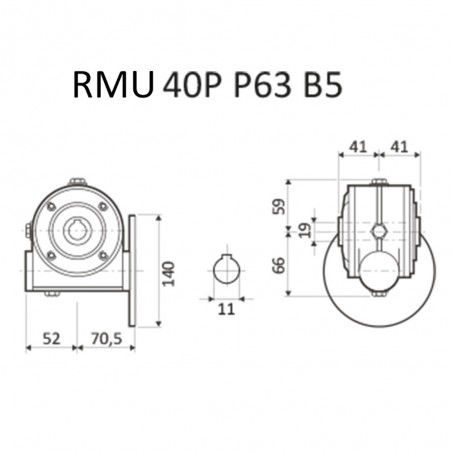 RIDUTTORE VITE SENZA FINE RMU 40 P 1/100 PAM 63 B5 FORO 19 LUBR.  STM