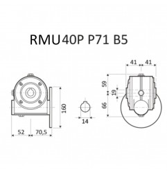 RIDUTTORE VITE SENZA FINE RMU 40 P 1/10 PAM 71 B5 FORO 18 LUBR.  STM