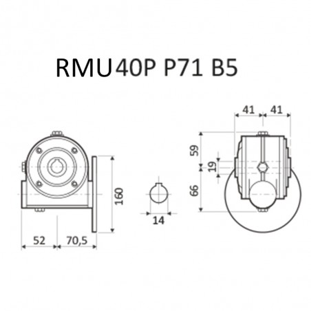 RIDUTTORE VITE SENZA FINE RMU 40 P 1/10 PAM 71 B5 FORO 18 LUBR.  STM