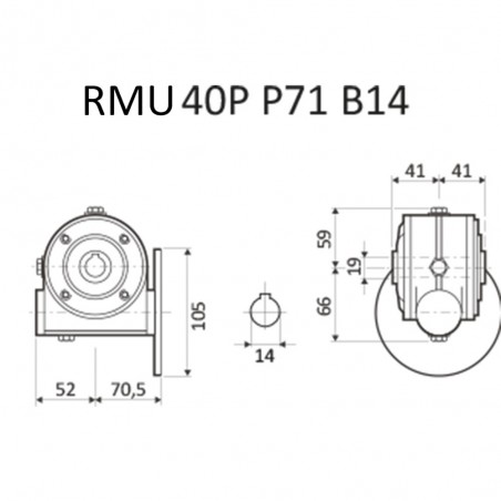 RIDUTTORE VITE SENZA FINE RMU 40 P 1/15 PAM 71 B14 BIS FORO 18 LUBR.  STM