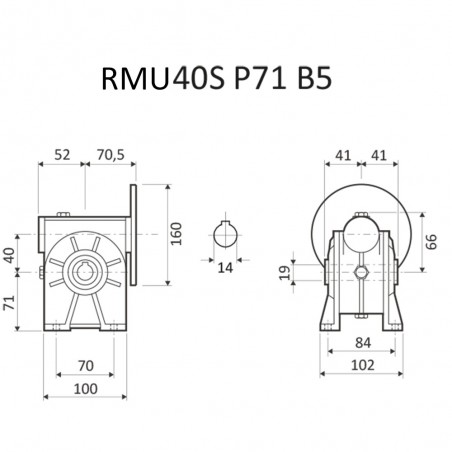 RIDUTTORE VITE SENZA FINE RMU 40 S1 1/7 PAM 71 B5 FORO 18 LUBR.  STM