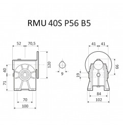 RIDUTTORE VITE SENZA FINE RMU 40 S 1/100 PAM 56  B5 FORO 18 LUBR.  STM