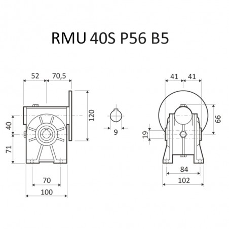 RIDUTTORE VITE SENZA FINE RMU 40 S 1/100 PAM 56  B5 FORO 18 LUBR.  STM