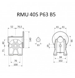 RIDUTTORE VITE SENZA FINE RMU 40 S 1/15 PAM 63  B5 FORO 19 LUBR. STM