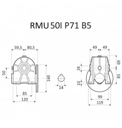 RIDUTTORE VITE SENZA FINE RMU 50 I 1/49 PAM 71 B5 FORO 24 LUBR.  STM