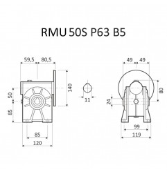 RIDUTTORE VITE SENZA FINE RMU 50 S 1/100 PAM 63 B5  FORO 24 LUBR. STM