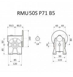 RIDUTTORE VITE SENZA FINE RMU 50 S 1/100 PAM 71 B5 FORO 24 LUBR.  STM