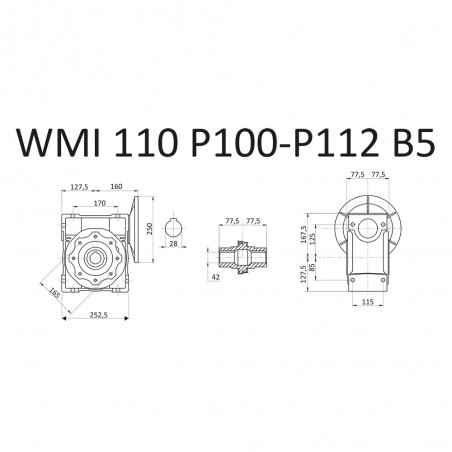 RIDUTTORE VITE SENZA FINE WMI 110 1/10 PAM 100/112 B5  FORO 42 LUBR. STM