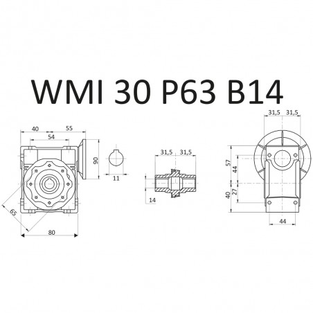 RIDUTTORE VITE SENZA FINE WMI 30 1/10 PAM 63 B14 FORO 14 LUBR. STM