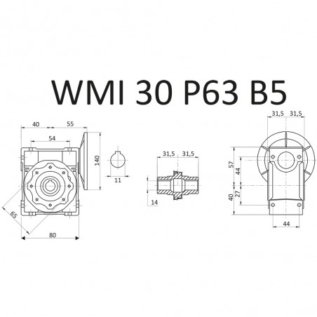 RIDUTTORE VITE SENZA FINE WMI 30 1/10 PAM 63 B5 FORO 14 LUBR. STM