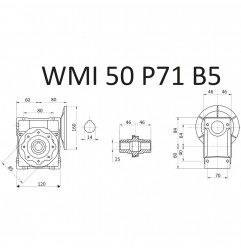 RIDUTTORE VITE SENZA FINE WMI 50 1/100 PAM 71 B5 FORO 25 LUBR. STM