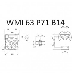 RIDUTTORE VITE SENZA FINE WMI 63 1/100 PAM 71 B14  FORO 25 LUBR. STM