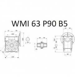 RIDUTTORE VITE SENZA FINE WMI 63 1/10 PAM 90 B5  FORO 25 LUBR. STM