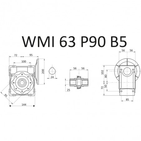 RIDUTTORE VITE SENZA FINE WMI 63 1/10 PAM 90 B5  FORO 25 LUBR. STM