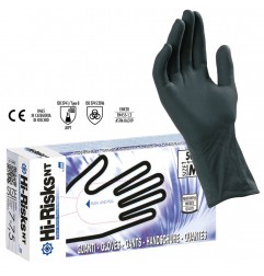 GUANTI NITRILE MONOUSO HI-RISK NT NERI SPESSORE 0.16 SENZA POLVERE TG M 50 PZ