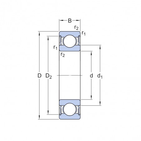 CUSCINETTO 10X22X6 1 CORONA DI SFERE 61900 2RS1 SKF