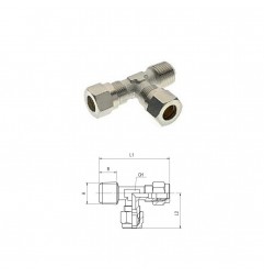 RACCORDO CON OGIVA A T INTERMEDIO M.1/4 LATERALE TUBO 8 A COMPRESSIONE