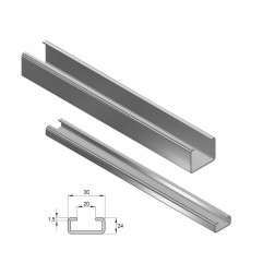 PROFILO METALLICO ZINCATO PER GUIDACATENA POLIET. 24X30 (PREZZO AL MT.) BARRA 2