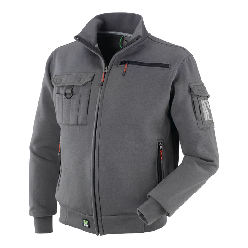 FELPA FULL ZIP GRIGIA POL./COT. 310GR TG.XXL BREZ 455081