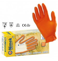 GUANTI NITRILE MONOUSO ARANCIO SPESSORE 0.12 SENZA POLVERE TG M 100 PZ ICO