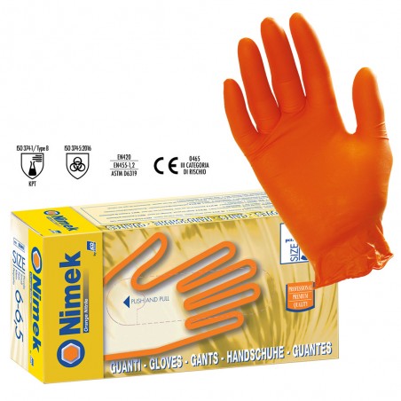 GUANTI NITRILE MONOUSO ARANCIO SPESSORE 0.12 SENZA POLVERE TG M 100 PZ ICO