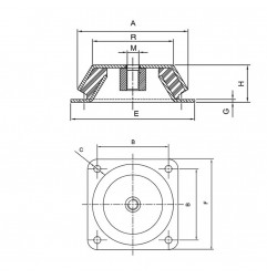 ANTIVIBRANTE A CAMPANA QUADRO INT.132 70SH M16