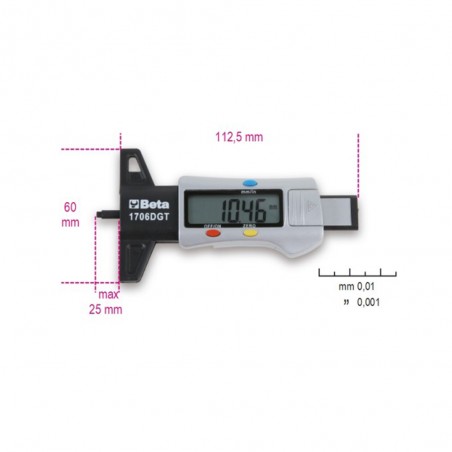 CALIBRO DI PROFONDITÀ DIGITALE PER BATTISTRADA PNEUMATICI 1706DGT