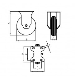 RUOTA 100X30 NYLON-POLIURETANO C/BOCCOLA SUPPORTO FISSO MEDIO INOX